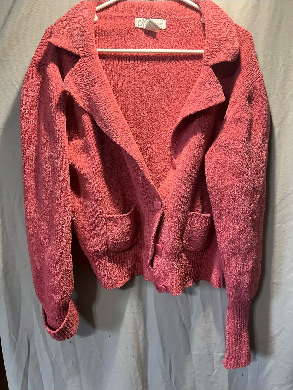 dressbarn Coral Pink Button-Front Knit Cardigan